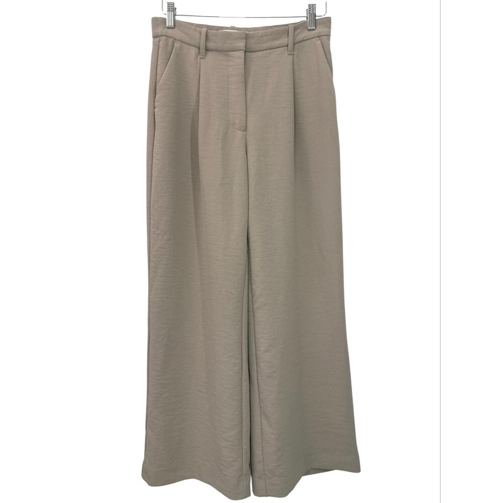Abercrombie & Fitch Sloane Tailored Wide Leg Pants Cream Size 27/4R High Rise - Picture 2 of 12